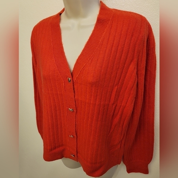 NWT Loft Red Cardigan with Gold Heart Buttons - Picture 2 of 5